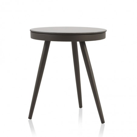 Mesita auxiliar exterior DELTA 45cm aluminio y cristal 8mm