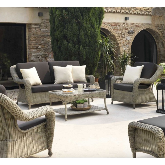 Mesa baja exterior CLASSIC TAUPE 100x60cm cristal 5mm