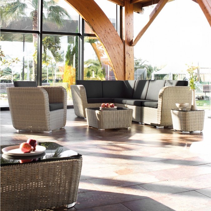 Sillón exterior modular TAUPE derecha tejido Hidrófugo Dralon