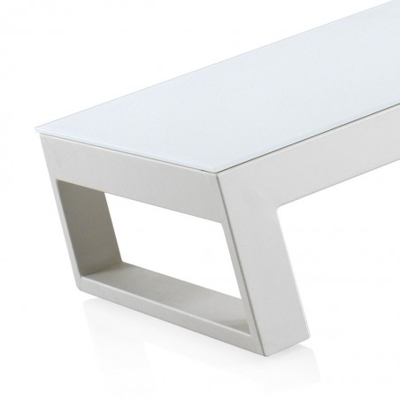 Mesa baja exterior BIANCO 130x70cm aluminio y cristal 8mm