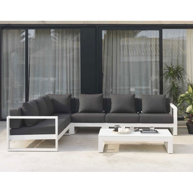 Sofá exterior modular BIANCO rincón tejido Hidrófugo Dralon