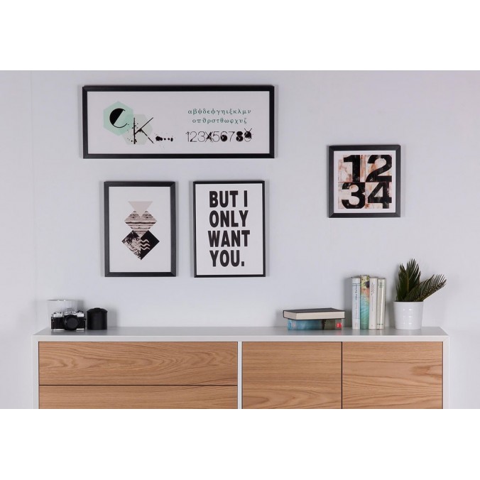 Cuadro CK negro 80x30cm con marco y cristal Cuadro CK negro 80x30cm con marco y cristal