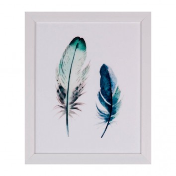 Cuadro PLUMA 25x30cm con marco blanco y cristal