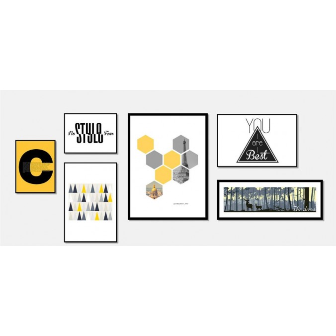 Cuadro TRIANGULOS 40x60cm con marco negro