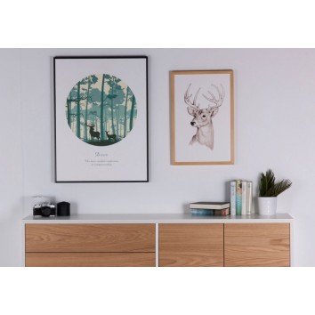 Cuadro DEER roble 40x60cm con marco y cristal 2
