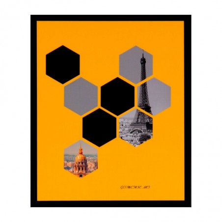 Cuadro HEXAGONS negro 60x80cm con marco