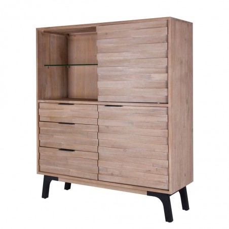 Vitrina-aparador Amsterdam 120x140cm madera maciza acacia
