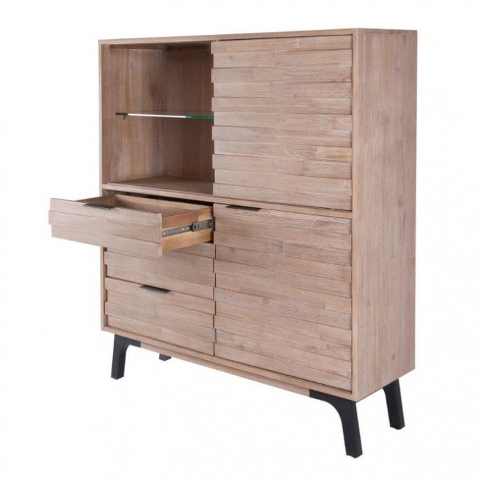 Vitrina-aparador Amsterdam 120x140cm madera maciza acacia