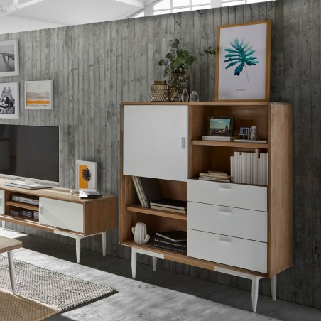 Librería Florence 120x140cm madera maciza acacia