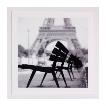 Cuadro BENCH blanco 40x40cm con marco y cristal