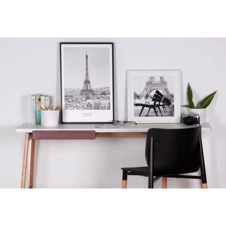 Cuadro BENCH blanco 40x40cm con marco y cristal