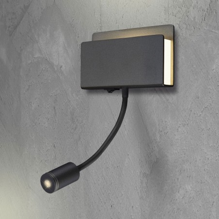 Aplique de pared lectura LED doble luz negro