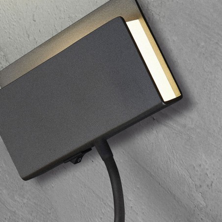 Aplique de pared lectura LED doble luz negro
