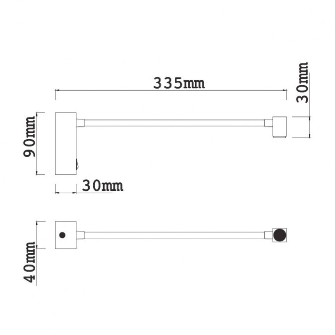 Aplique lectura de luz LED BOAVISTA cube negro