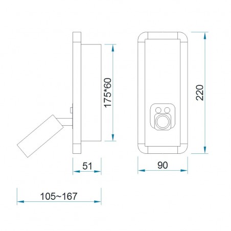 Aplique de pared LED doble luz IBIZA NICKEL