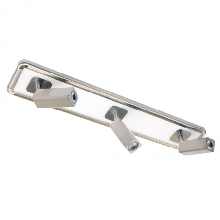 Regleta 3 focos LED + luz ambiente IBIZA NICKEL