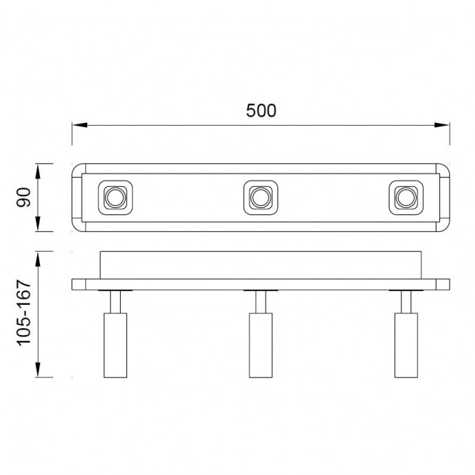 Regleta 3 focos LED + luz ambiente IBIZA WHITE