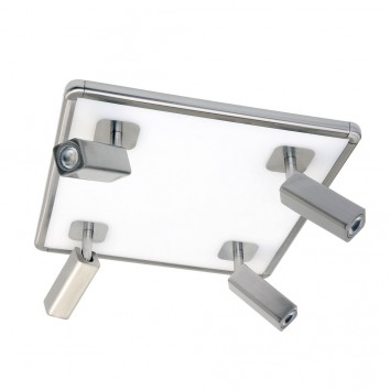 Plafón 4 focos LED + luz ambiente IBIZA NICKEL
