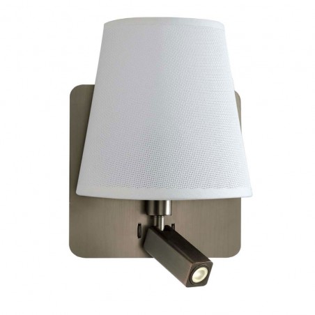 Aplique pared pantalla blanca y lector LED BAHIA cuero