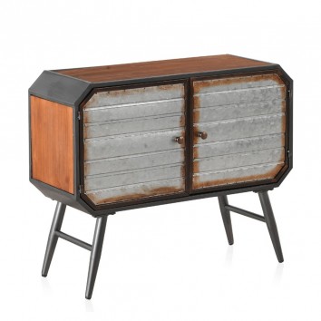 Consola estilo industrial 80x30x66h hierro y madera de pino