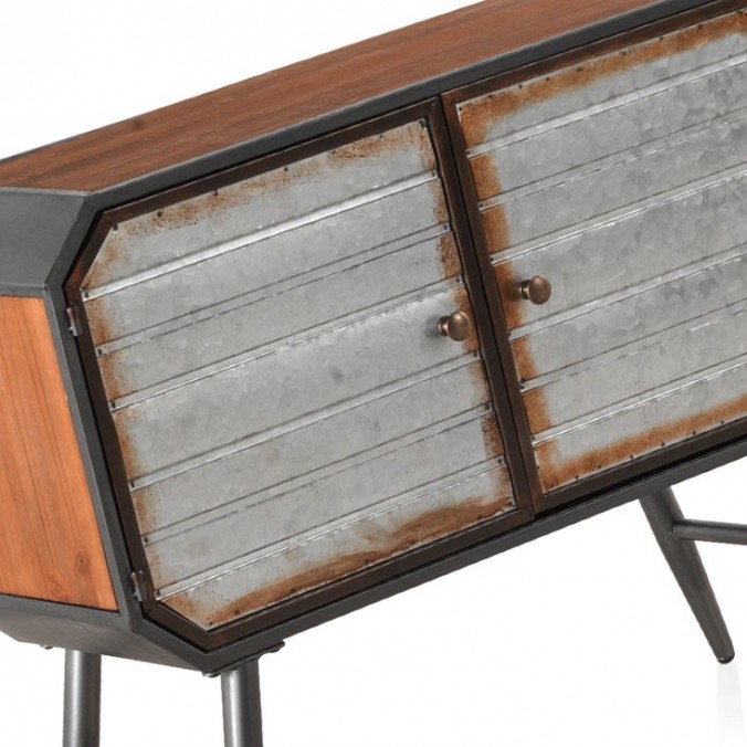 Consola estilo industrial 80x30x66h hierro y madera de pino