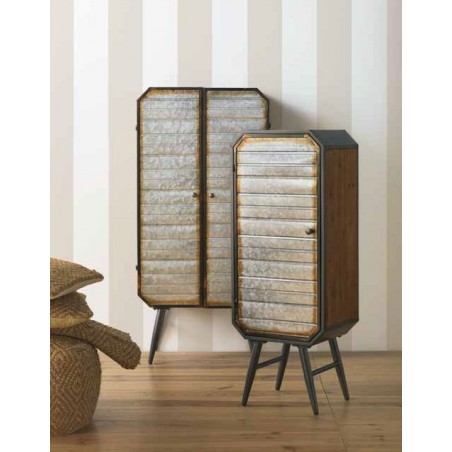 Armario estilo industrial 60x34x126h hierro y madera de pino