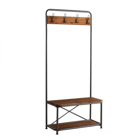 Perchero estilo industrial 80x40x180h hierro y madera de pino