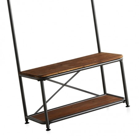 Perchero estilo industrial 80x40x180h hierro y madera de pino