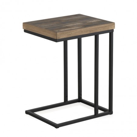 Mesita auxiliar rectangular 46x35,5x60h hierro y pino decapé