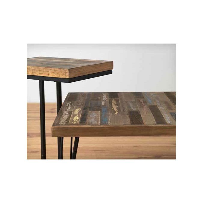 Mesita auxiliar rectangular 46x35,5x60h hierro y pino decapé Mesita auxiliar rectangular 46x35,5x60h hierro y pino decapé