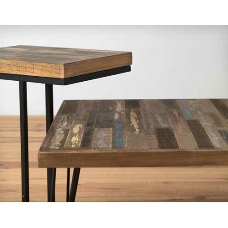 Mesita auxiliar rectangular 46x35,5x60h hierro y pino decapé