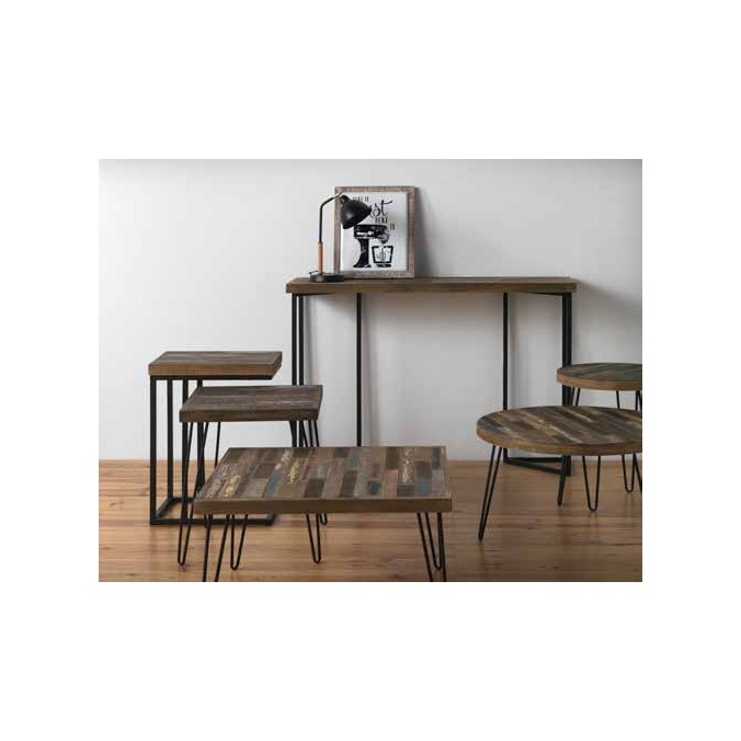 Mesita auxiliar rectangular 46x35,5x60h hierro y pino decapé Mesita auxiliar rectangular 46x35,5x60h hierro y pino decapé