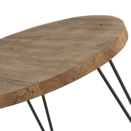 Mesita de centro redonda 71x37,5h hierro y madera olmo