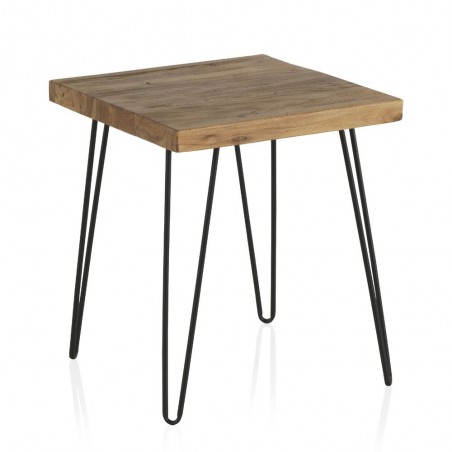 Mesita auxiliar cuadrada 45x47,5h hierro y madera olmo