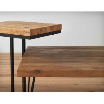 Mesita auxiliar cuadrada 45x47,5h hierro y madera olmo 2