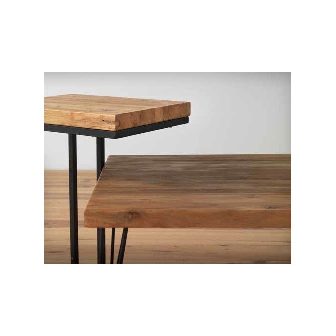 Mesita auxiliar cuadrada 45x47,5h hierro y madera olmo