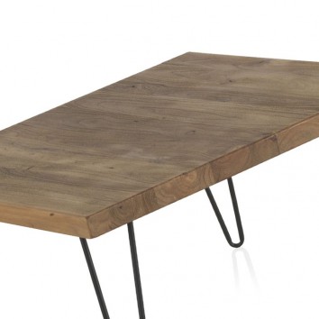 Mesita de centro cuadrada  71x71x40h hierro y madera olmo 2