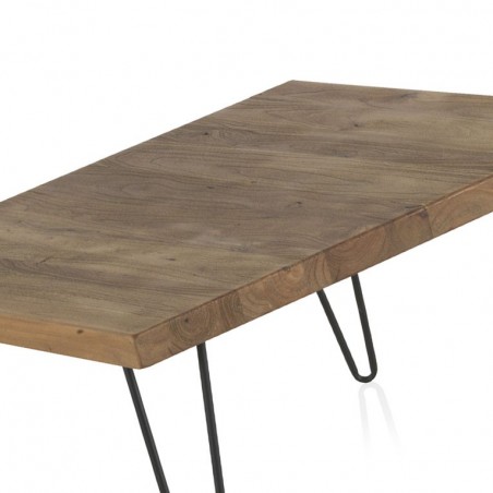 Mesita de centro cuadrada  71x71x40h hierro y madera olmo