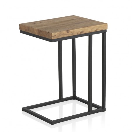 Mesita auxiliar rectangular 46x35,5x60h hierro y madera olmo