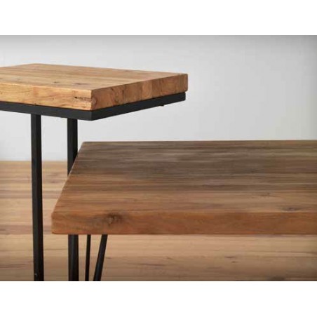 Mesita auxiliar rectangular 46x35,5x60h hierro y madera olmo