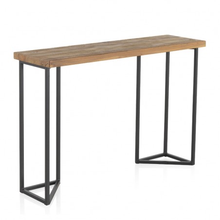 Consola vintage industrial 122x35,5x83h hierro y madera olmo