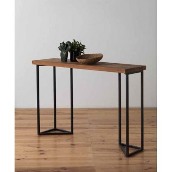 Consola vintage industrial 122x35,5x83h hierro y madera olmo 2