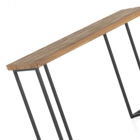 Consola vintage industrial 122x35,5x83h hierro y madera olmo