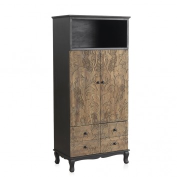 Armario 75x45x166h frentes madera tallada