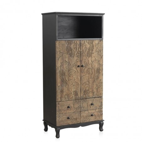 Armario 75x45x166h frentes madera tallada