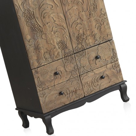 Armario 75x45x166h frentes madera tallada