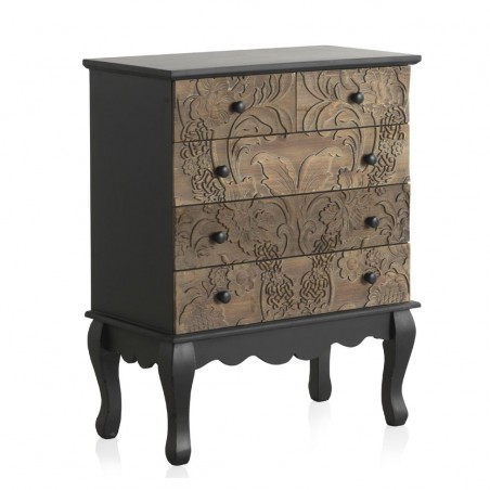 Cómoda 4 cajones 65x35x82h frente madera tallada