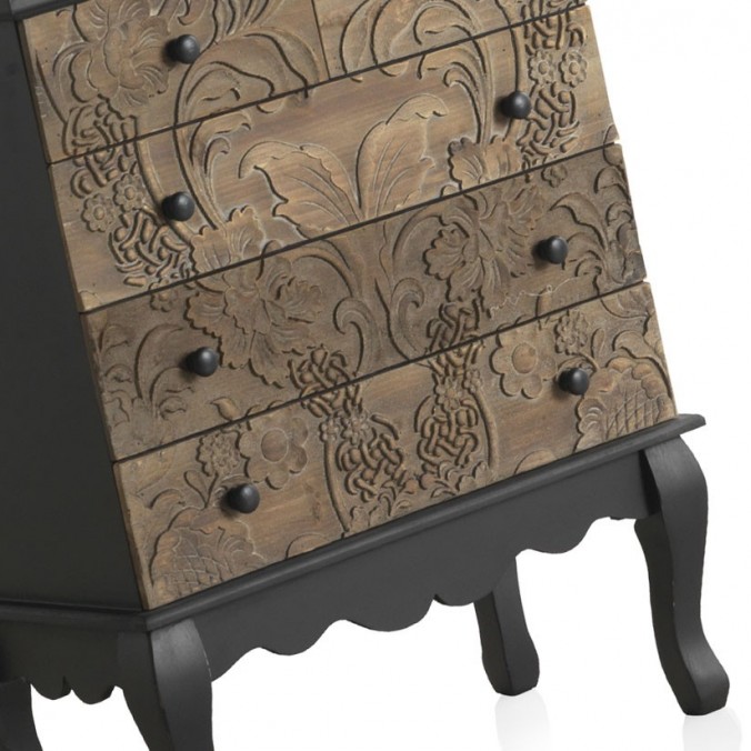 Cómoda 4 cajones 65x35x82h frente madera tallada