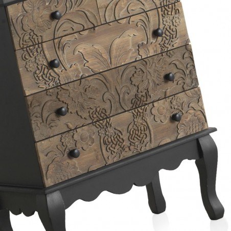 Cómoda 4 cajones 65x35x82h frente madera tallada