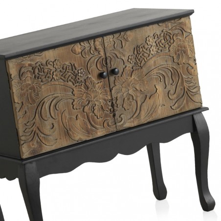 Consola 2 puertas 83x40x78h frentes madera tallada